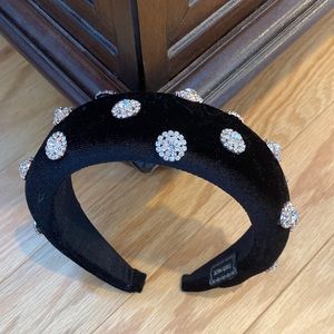 Black velvet rhinestone headband